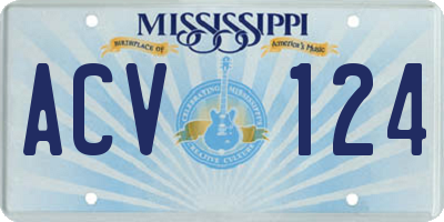 MS license plate ACV124