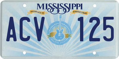 MS license plate ACV125