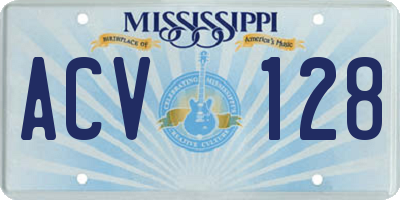 MS license plate ACV128