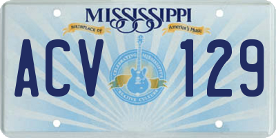 MS license plate ACV129