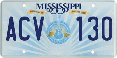 MS license plate ACV130