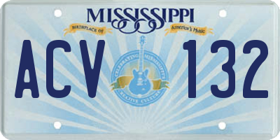 MS license plate ACV132