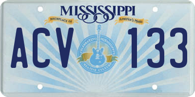 MS license plate ACV133
