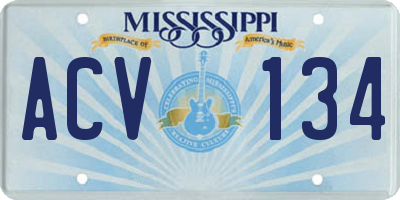 MS license plate ACV134