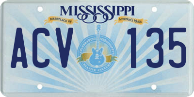 MS license plate ACV135