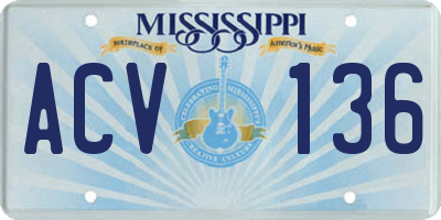 MS license plate ACV136