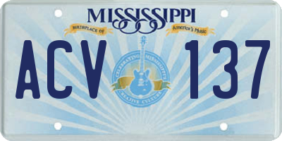 MS license plate ACV137