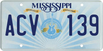 MS license plate ACV139