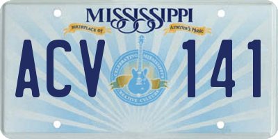 MS license plate ACV141