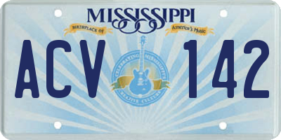 MS license plate ACV142