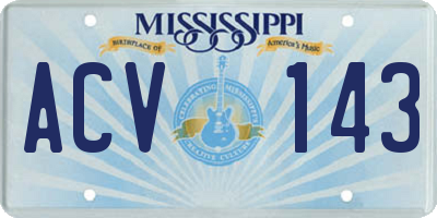 MS license plate ACV143