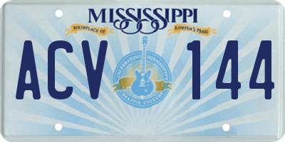MS license plate ACV144
