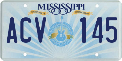 MS license plate ACV145