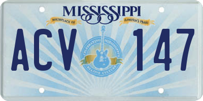 MS license plate ACV147