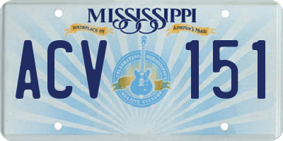MS license plate ACV151
