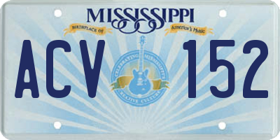 MS license plate ACV152