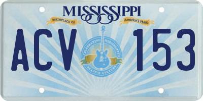 MS license plate ACV153