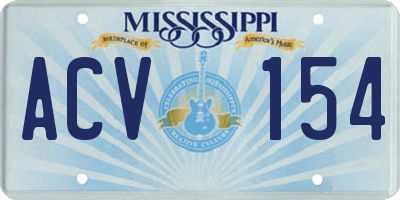 MS license plate ACV154