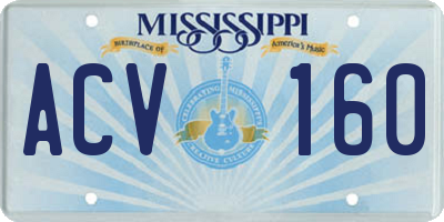 MS license plate ACV160