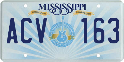 MS license plate ACV163