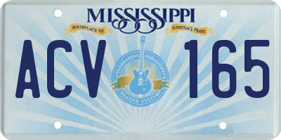 MS license plate ACV165