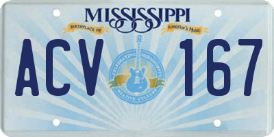 MS license plate ACV167
