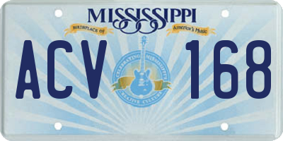 MS license plate ACV168