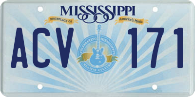 MS license plate ACV171