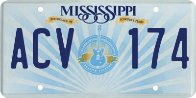 MS license plate ACV174