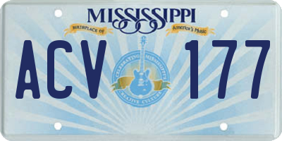 MS license plate ACV177