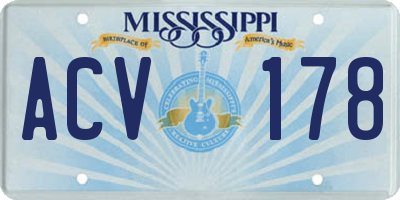 MS license plate ACV178