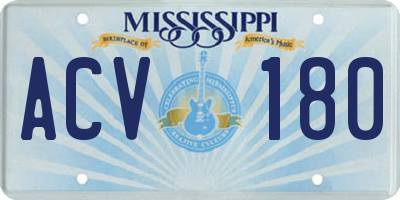 MS license plate ACV180