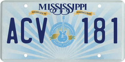 MS license plate ACV181