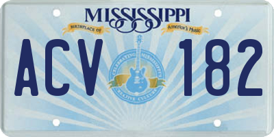 MS license plate ACV182