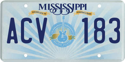 MS license plate ACV183