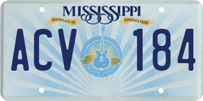 MS license plate ACV184