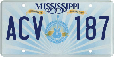 MS license plate ACV187