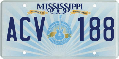 MS license plate ACV188