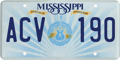 MS license plate ACV190