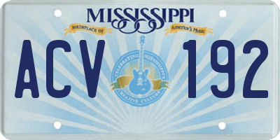 MS license plate ACV192