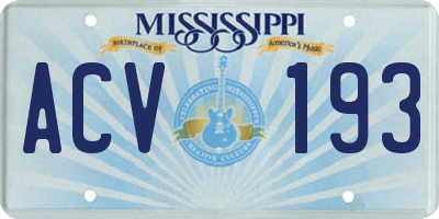 MS license plate ACV193