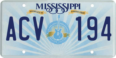 MS license plate ACV194