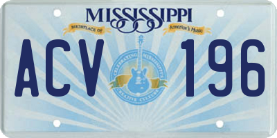 MS license plate ACV196