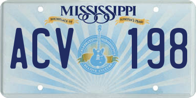 MS license plate ACV198