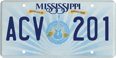 MS license plate ACV201