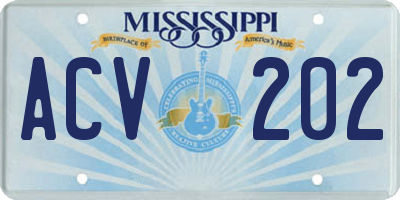 MS license plate ACV202