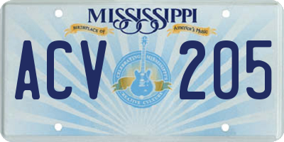 MS license plate ACV205