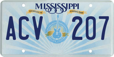 MS license plate ACV207