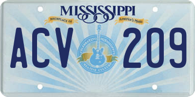 MS license plate ACV209