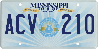 MS license plate ACV210
